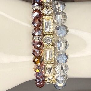 Gold and Silver Beaded Bracelet Set